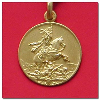 MEDALLA SANTIAGO A CABALLO EN PLATA DE LEY - 20MM