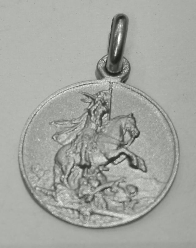 MEDALLA SANTIAGO A CABALLO EN PLATA DE LEY - 20MM