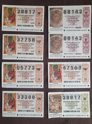 Billetes Lotería Nacional  Años 1995,2007 y 2009