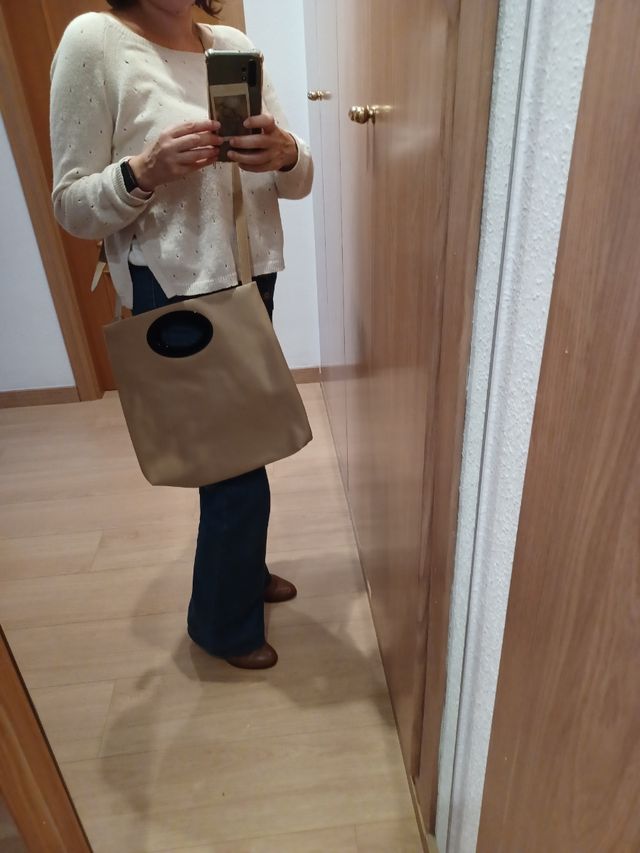 Bolso nuevo mano/Bandolera beige-negro