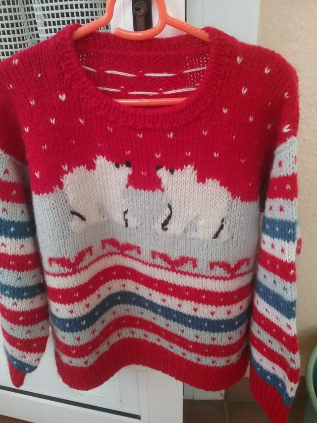 jersei navideño xs hay medida,lana hecho a mano