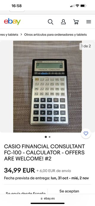 CASIO FC-100 Consultor Financiero calculadora 