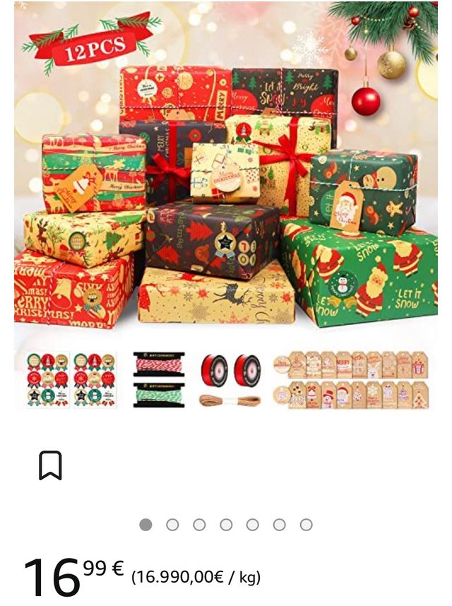 Papel Regalo Navidad 12 Hojas