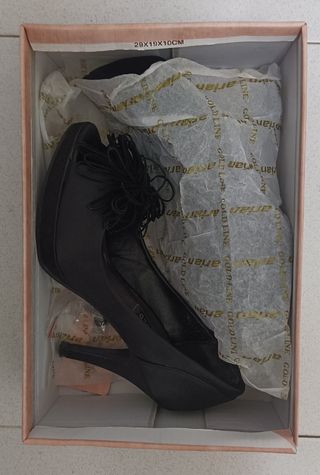 Zapatos de tacón en raso negro N 37