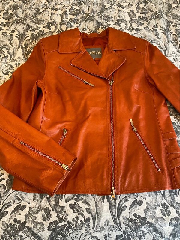 Cazadora cuero color naranja talla XL