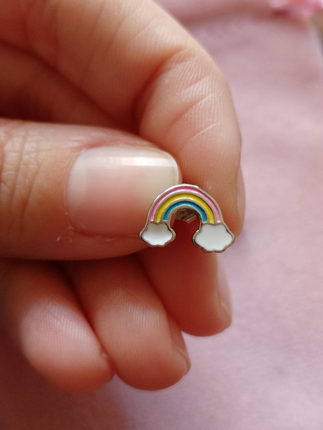 Pendientes Arcoiris y nube de plata de ley