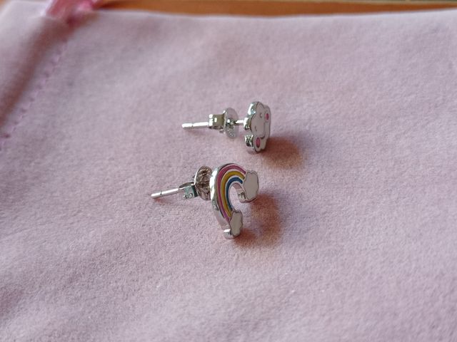 Pendientes Arcoiris y nube de plata de ley