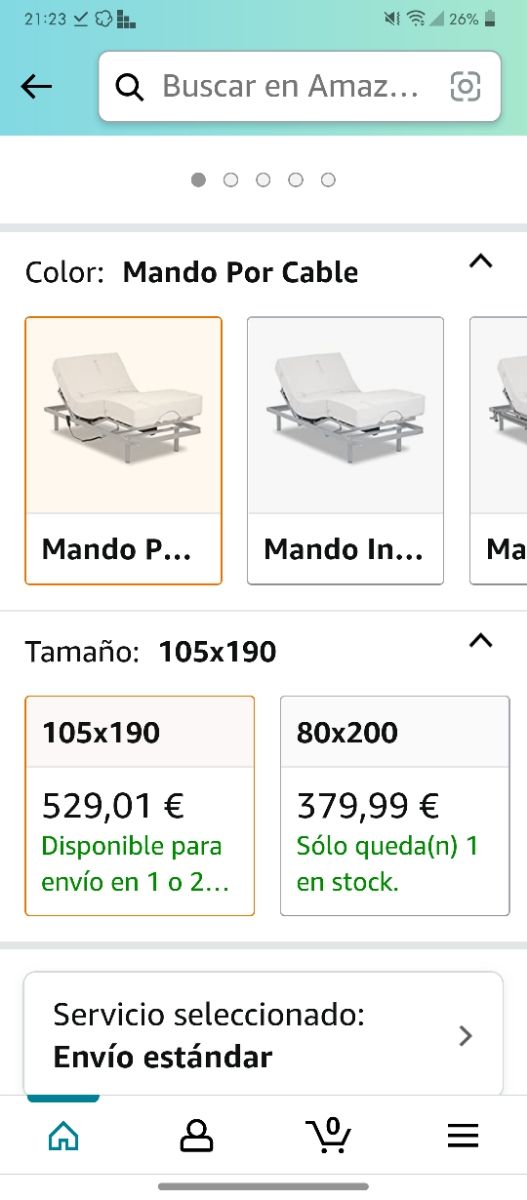 cama articulada 105x190 con mando