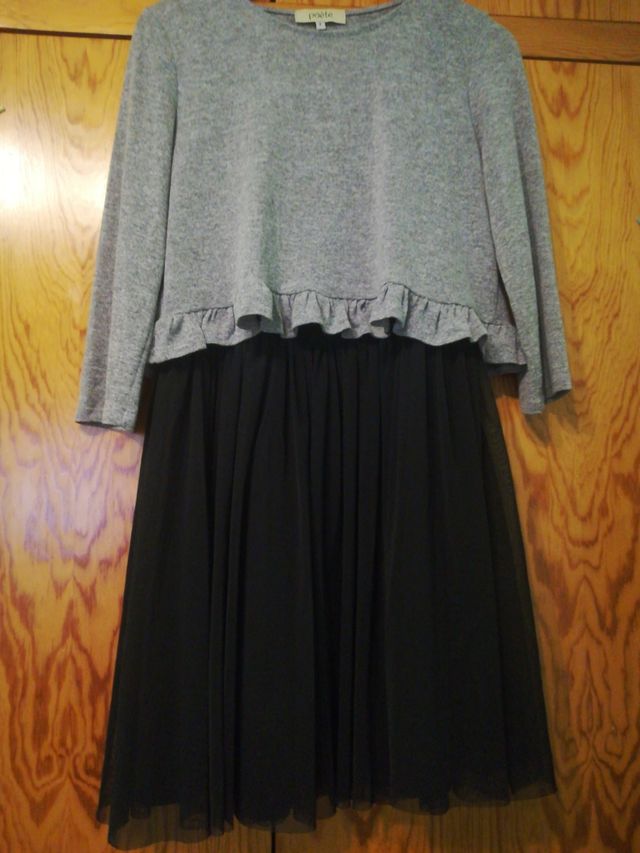 Vestido tul negro y gris. Vestido POÉTE