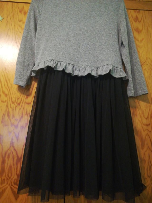 Vestido tul negro y gris. Vestido POÉTE