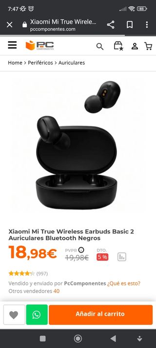 Xiaomi Airdots Pccomponentes Auriculares Xiaomi Mi Airdots True