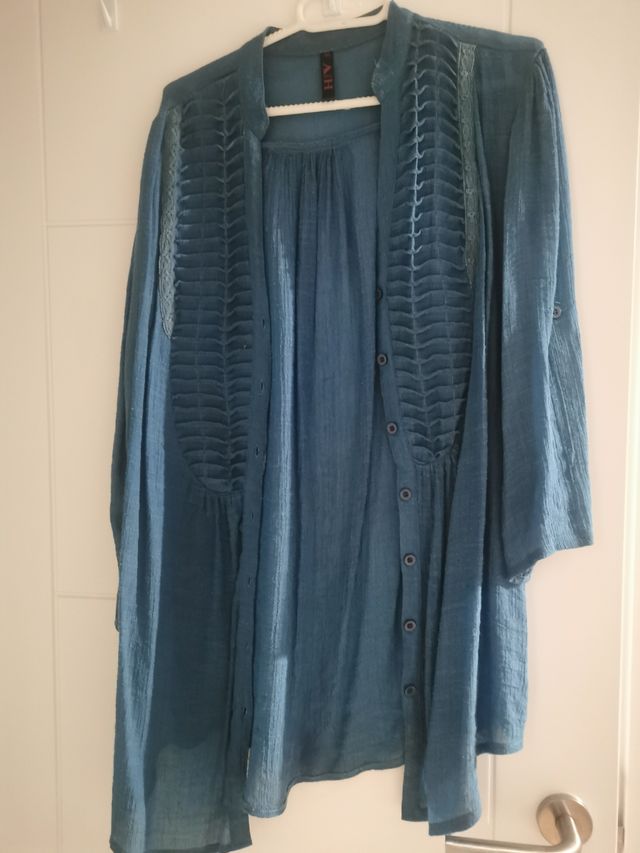 camisa bluson turquesa