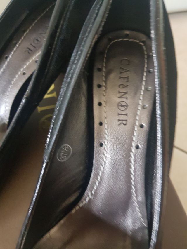 Scarpa velluto nero CafeNoir ballerina tacco 5 cm