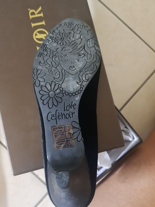 Scarpa velluto nero CafeNoir ballerina tacco 5 cm