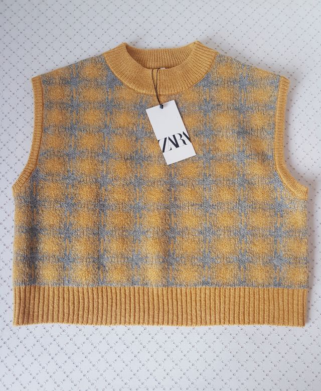 Chaleco Cropped Punto Zara Nuevo