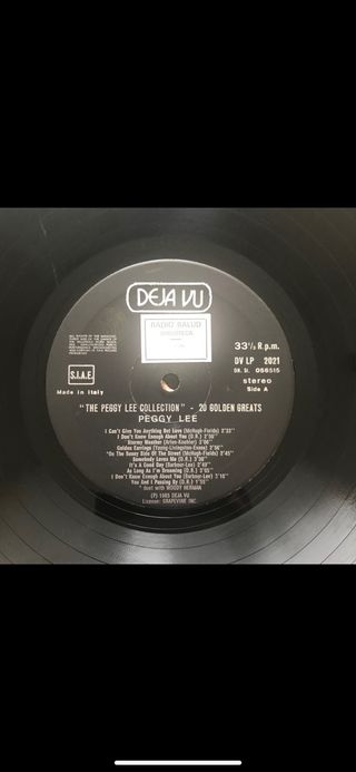 VINILO PEGGY LEE  1985  EDICIÓN ITALIANA!!