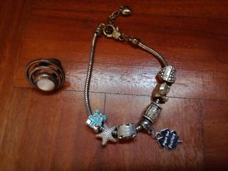 Pulsera abalorios y anillo