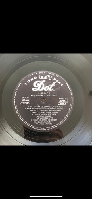 VINILO LIBERACE  1965   MUY BUEN ESTADO!!