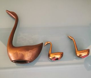 Figuras vintage 3 cisnes de bronce