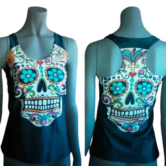 Camiseta top heavy goth gothic calavera