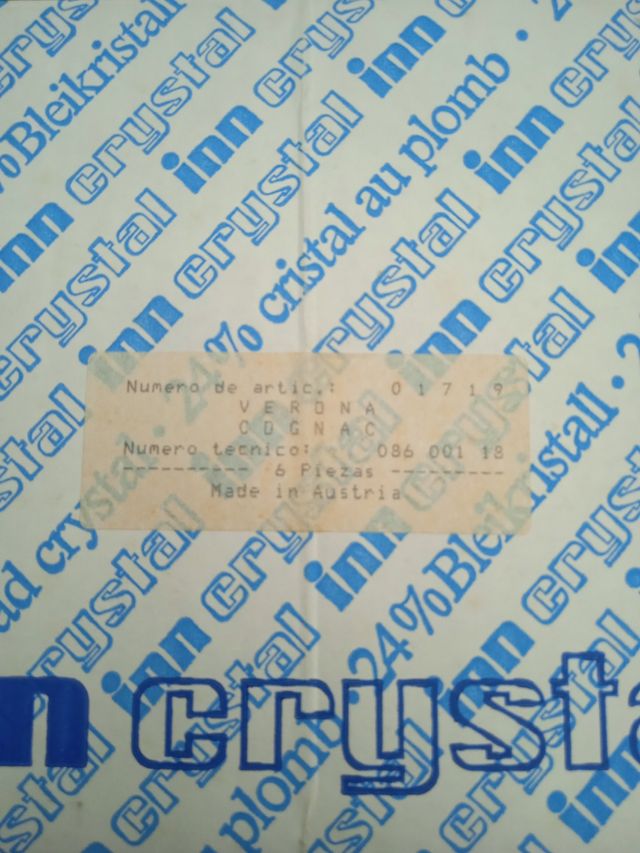 NUEVO, 6 copas cristal óptico. Años 80