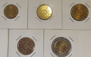 E55 Monedas Euro Serie Portugal 2003 5 Valores SC