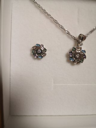conjunto de plata cadena y pendientes 