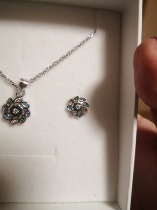 conjunto de plata cadena y pendientes 