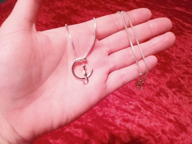 Cadena con colgante gato baño plata