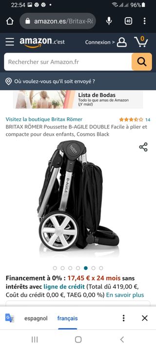 carrito  para  bebés gemelos B-AGILE double  