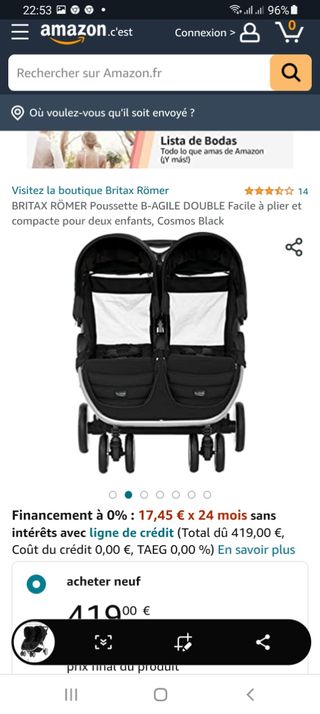 carrito  para  bebés gemelos B-AGILE double  