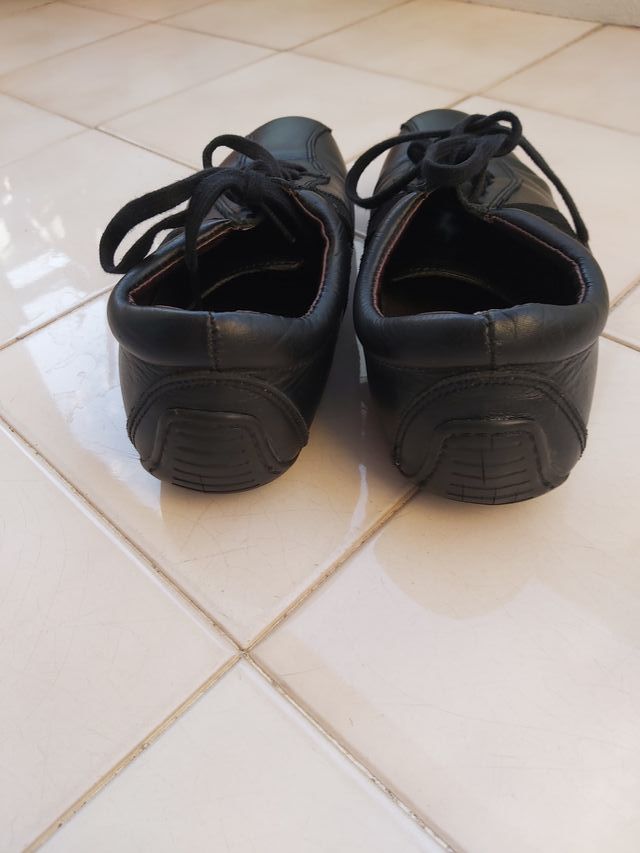 Sapatilhas em pele, casuais, preto, tamanho 36/37