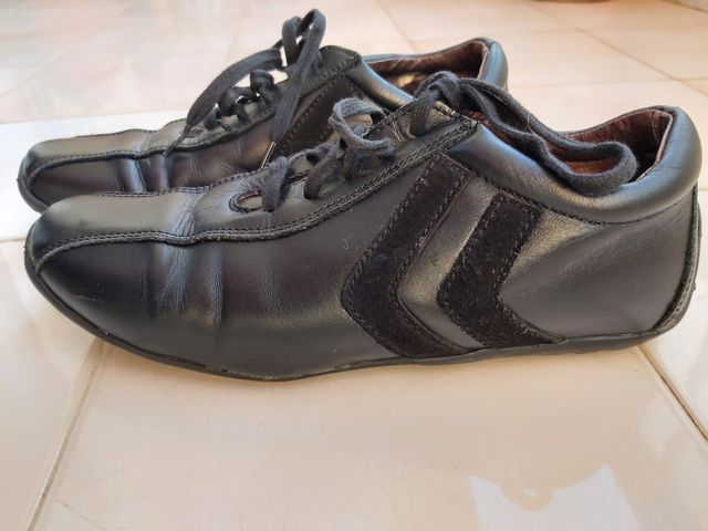 Sapatilhas em pele, casuais, preto, tamanho 36/37