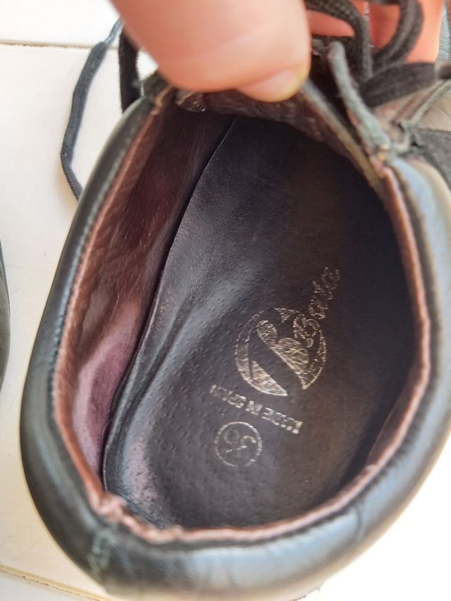 Sapatilhas em pele, casuais, preto, tamanho 36/37