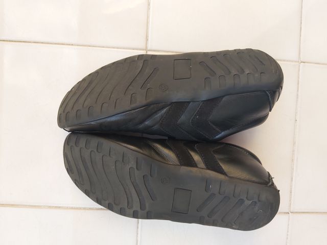 Sapatilhas em pele, casuais, preto, tamanho 36/37