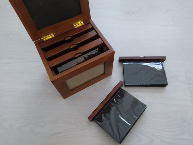 Cubo porta fotos madera nuevo
