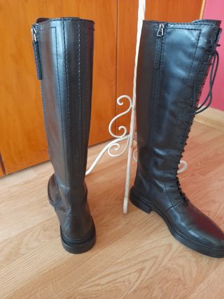 botas altas zara piel 