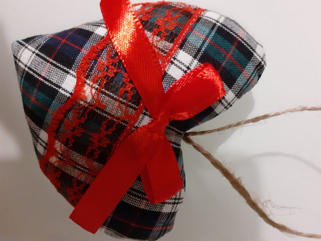 decorazioni shabby 2 cuori scozzesi con pizzo