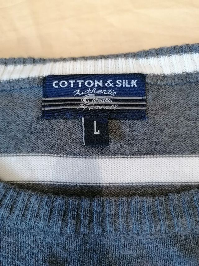 Pullover Uomo Cotton & Silk tg L Grigio a Strisce