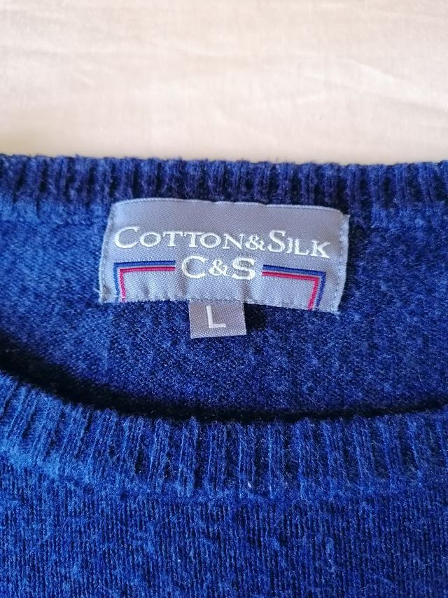 Pullover Uomo Girocollo Cotton & Silk tg L - Blu