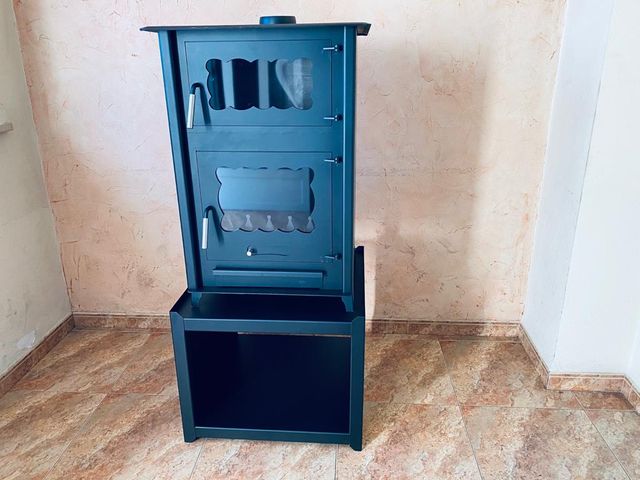 Estufa de leña plana con horno
