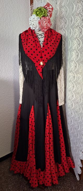 FALDA FLAMENCA NUEVA ROJO/NEGRO TALLAS S y M