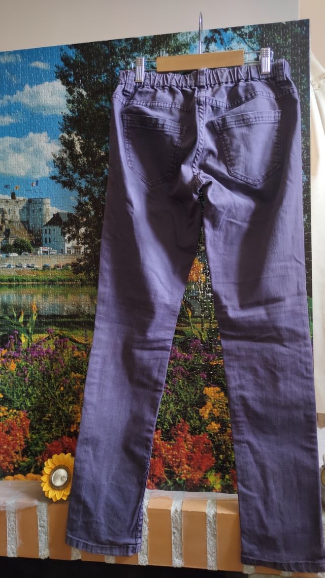 Blanco jegging ajustado morado oscuro 38