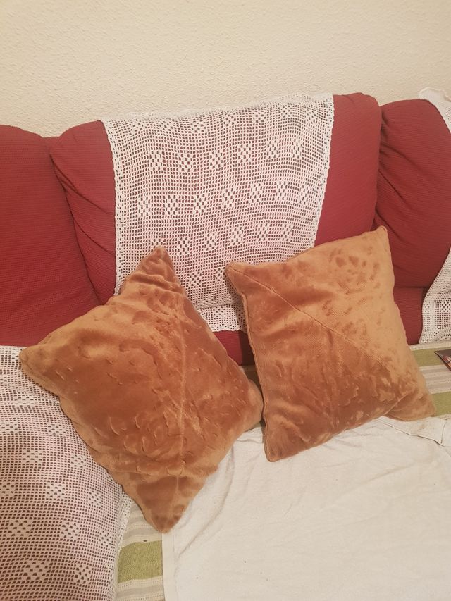 Dos cojines terciopelo color marrón