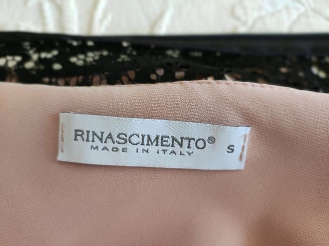 vestido midi mujer rosa palo y negro