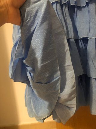 Traje de flamenca color celeste bebé 