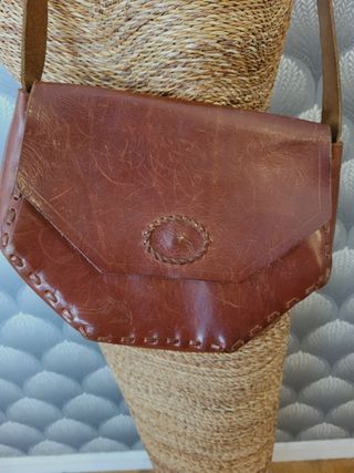 Bolso de hombro de cuero 100% vintage hecho a mano