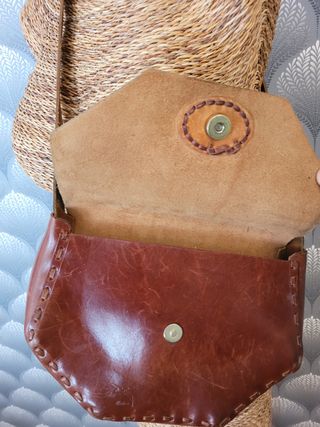 Bolso de hombro de cuero 100% vintage hecho a mano