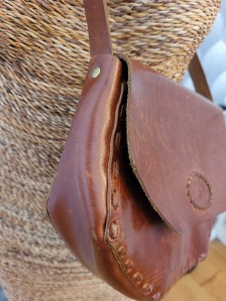 Bolso de hombro de cuero 100% vintage hecho a mano