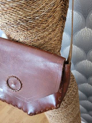 Bolso de hombro de cuero 100% vintage hecho a mano